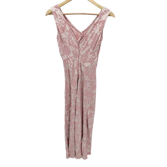 Roberta Vintage Pink Floral Paisley Velour V-Neck Maxi Dress Women's Size 0-2 - Picture 2 of 14